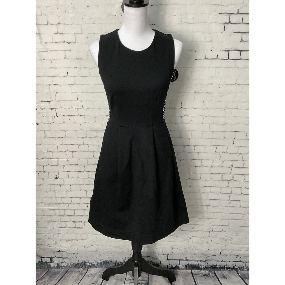 Madewell Black White Sleeveless Fit‎ And Flare Dress Pockets Stretch Size O T2